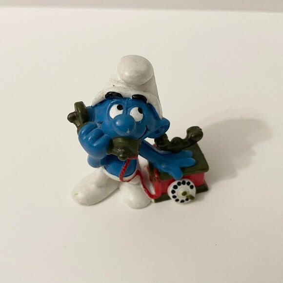 Vintage 1980 Smurfs Telephone Smurf Phone Figure Toy - Picture 2 of 12